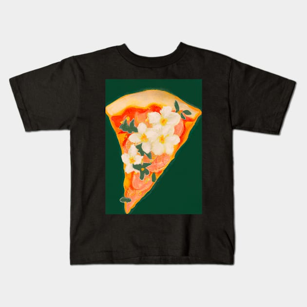 Floral Pizza Kids T-Shirt by maxcode